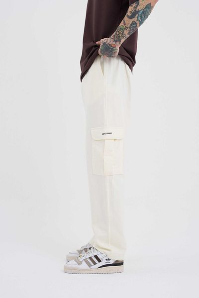 Machinist Ανδρικό φαρδύ λευκό παντελόνι Cargo Pocket Relaxed