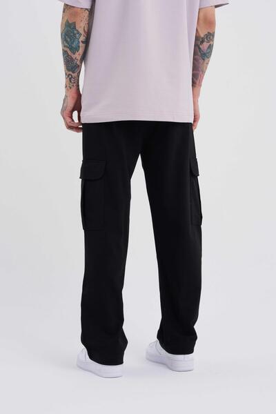 Machinist Ανδρικό φαρδύ μαύρο παντελόνι Cargo Pocket Relaxed