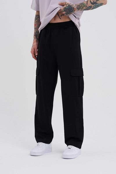 Machinist Ανδρικό φαρδύ μαύρο παντελόνι Cargo Pocket Relaxed