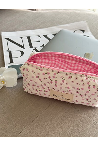 Punchiess Pembe Çıtır Çiçekli Kalem Kutu