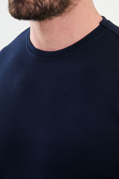 Mcr Patterned Slim Fit Crew Neck Long Sleeve Men's T-Shirt Navy Blue - 36841.24K
