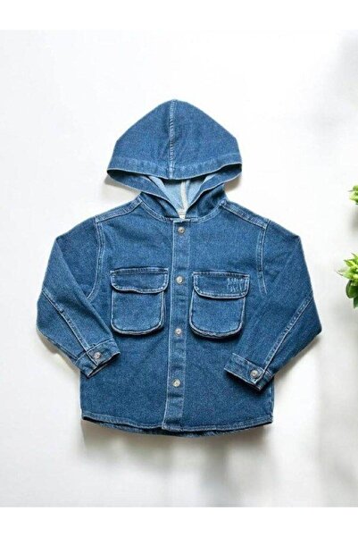 Zekids Αγόρι με κουκούλα τζιν πουκάμισο με λεπτομέρεια τσέπης