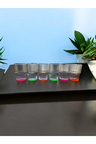 CEYHAN MCHOME CIFT RENKLI CAM BARDAK 6'LI