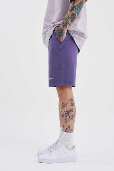 Machinist Men's Luxury Basic Washed Relaxed Purple Shorts