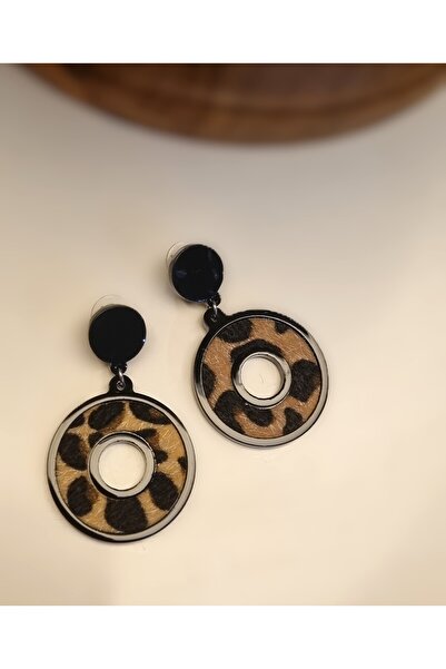 AKSESUARIM Leopard Patterned Earring Earring