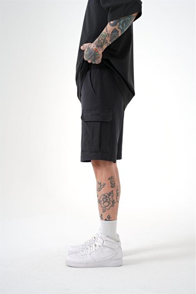 Machinist Ανδρικό μαλακό μαύρο σορτς Cargo Pocket Basic Relaxed