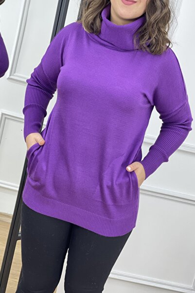 citycenterfashion Pulover de tricotaj cu buzunar cu guler Degaje pentru femei Cty-cnd-11369