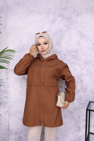 new ats Hooded Zippered Trench Coat