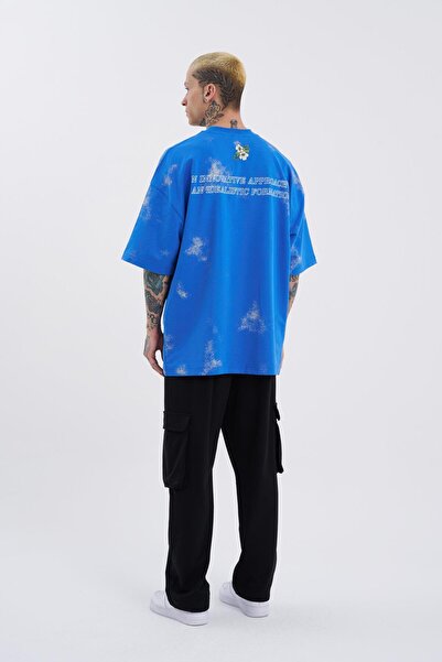 Machinist Ανδρικό μπλουζάκι με μπλε υπερμεγέθη λουλούδια