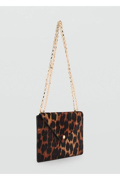 MANGO Woman Kettenbrieftasche mit Leopardenmuster