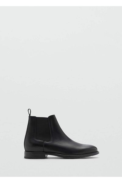 MANGO Man Polished leather Chelsea boots
