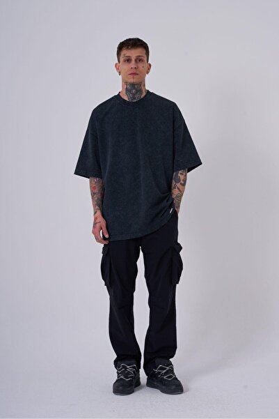 Machinist Men's Oversize Asphalt Spotted T-Shirt - Washable Hidden Patch