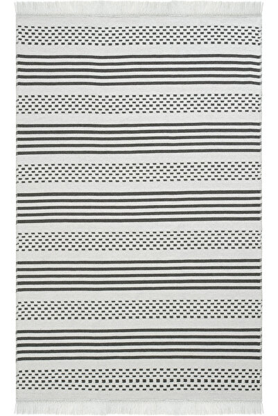 Cool Halı Lovely Gray Kilim Machine Washable Double-Sided Woven Acrylic Thin ...