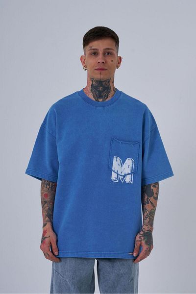 Machinist Ανδρικό μπλουζάκι με λογότυπο M Washed Oversize Light Blue Cloudy T-shirt