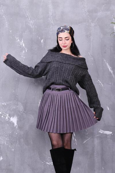 ZEYWEAR سترة تريكو بياقة مادونا