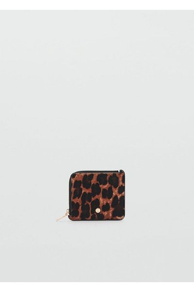 MANGO Woman Pelz-Leder-Geldbörse