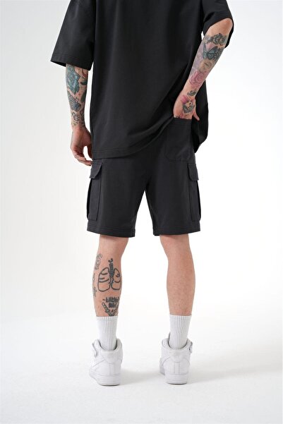Machinist Ανδρικό μαλακό μαύρο σορτς Cargo Pocket Basic Relaxed