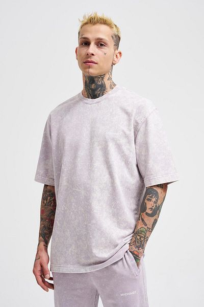 Machinist Μπλουζάκι UNISEX Washed Relaxed Basic - Περλέ γκρι στίγματα