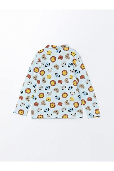 LC Waikiki LCW baby Baskılı Polo Yaka Uzun Kollu Baskılı Erkek Bebek Pijama Takımı