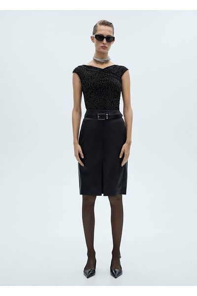 MANGO Woman Strass Detailed Knitwear Blouse