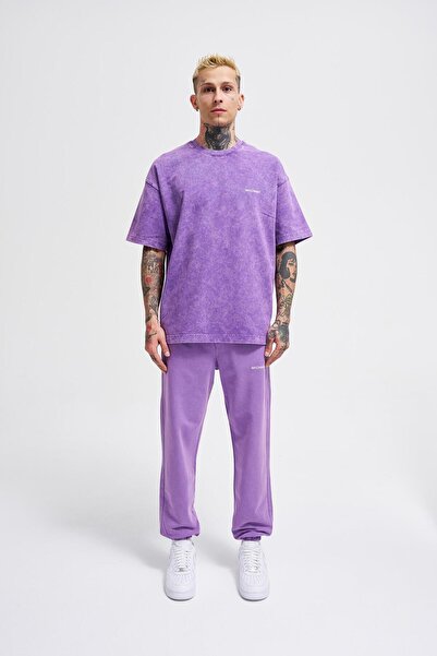 Machinist Unisex Relaxed Washed Basic T-Shirt Νέο Μωβ Σποτ