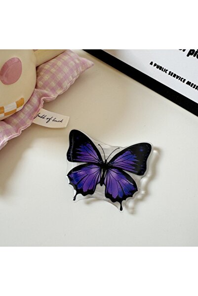 EDELFU Popsocket Yapışkanlı Kelebek Telefon Tutacağı Kelebek Şekilli Akrilik Epoksi Yüzey Parmak Tutucu