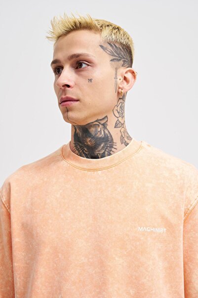 Machinist УНІСЕКС YIKAMALI РОЗСЛАБЛЕНА БАЗОВА ФУТБОЛКА - ОРАНЖЕВА В ПЛЯМКИ