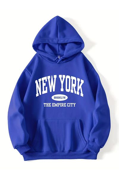 Karatopak Hanorac oversize unisex cu glugă cu imprimeu New York The Empire City