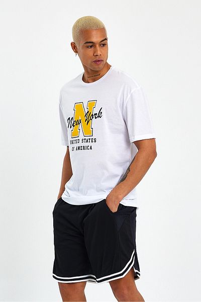 Superlife Ανδρικό T-shirt με λαιμόκοψη με κανονική εφαρμογή N εμπριμέ Spr22ts113