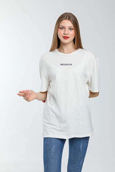 Superlife Süperlife Women's Crew Neck Standard &Regular Fit Brookyln Printed T-Shirt Spr21Yk27