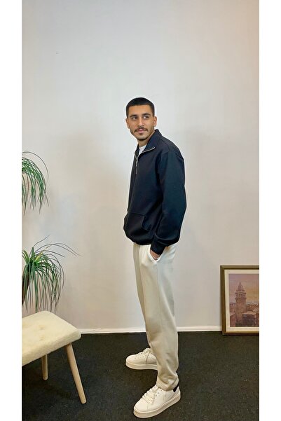 Superlife Ανδρικό φούτερ με μισό φερμουάρ με 3 κλωστές και τσέπη καγκουρό spr24sw22