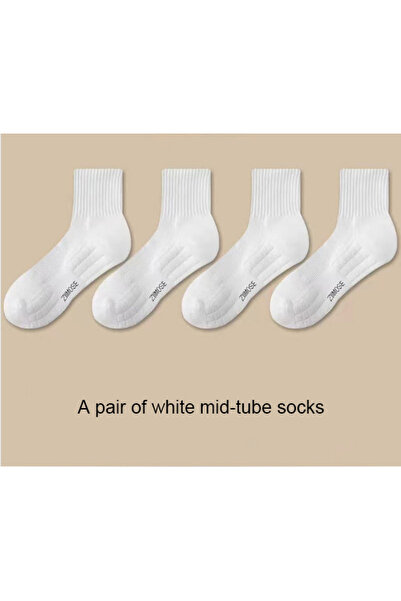Choice A pair 1pairs Socks Men's cotton deodorant winter towel bottom with velvet mid-tube white stockings