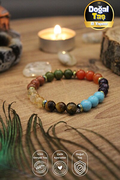 Balzamin Design Balance Flow 7 Chakra Natural Stone Design Flexible Unisex Br...