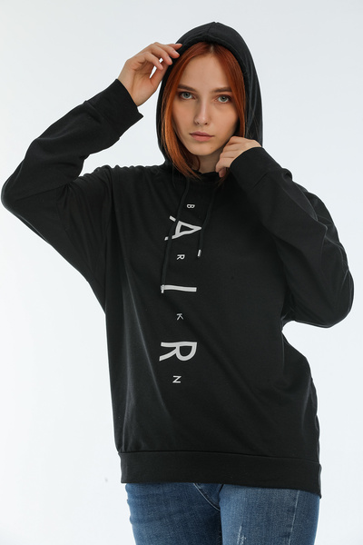 Superlife Superlife Γυναικεία κουκούλα Oversize Fit Air Printed Λεπτή φούτερ Spr22swk162