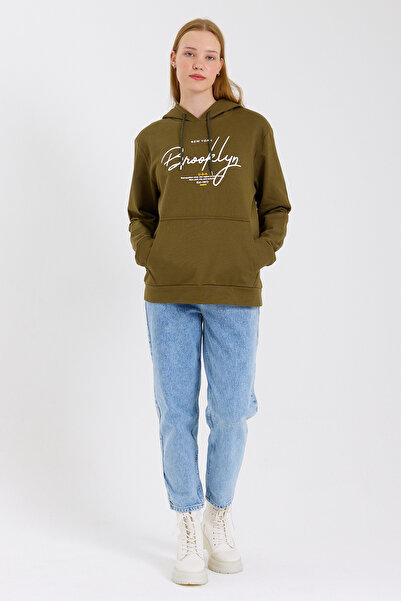 Superlife Γυναικείο φούτερ με κουκούλα Superlife με κανονική εφαρμογή, χειρόγραφο, λεπτό φούτερ με στάμπα Brooklyn SPR23SWk361