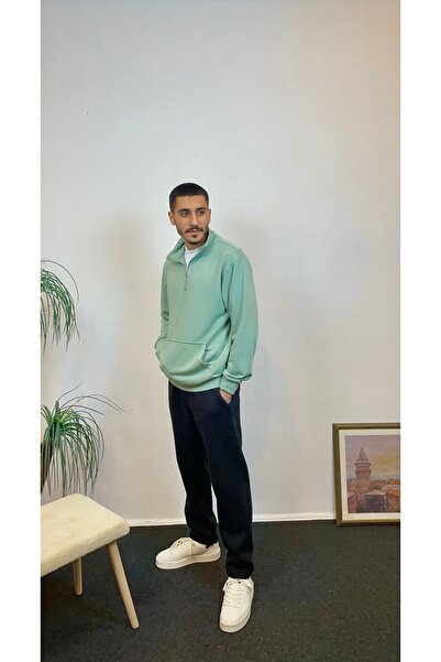 Superlife Чоловічий 3-нитковий світшот з напівзастібкою-блискавкою та кишенями-кенгуру spr24sw22