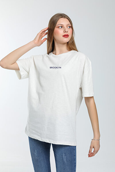 Superlife Süperlife Women's Crew Neck Standard &Regular Fit Brookyln Printed T-Shirt Spr21Yk27