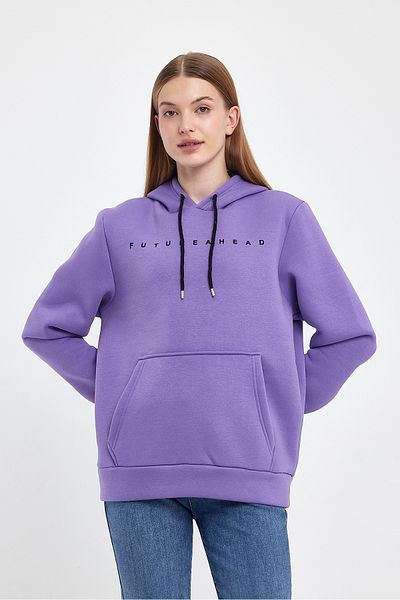 Superlife Women's Hooded Comfortable In-mold Fleece 3 thread Feture Printed SweatShirt spr24swK14