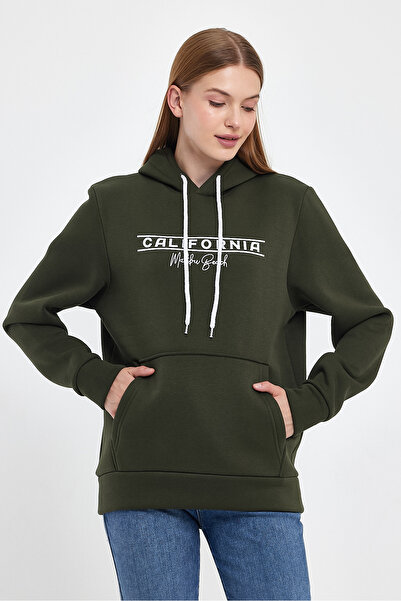 Superlife Women's Hooded Comfortable In-mold Fleece 3 thread California Printed SweatShirt spr24swk11