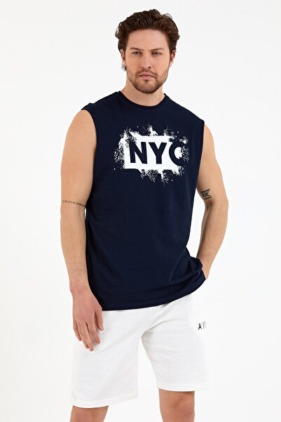 Superlife Суперлайф Чоловічий велосипедний комір Regular Fit NYC Принт на футболці SPR22TS124