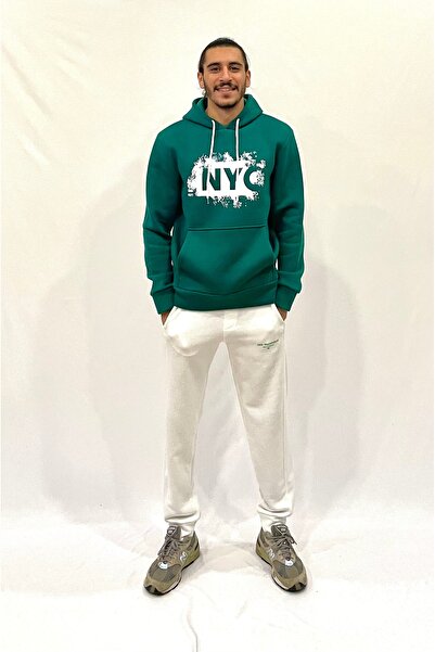 Superlife Ανδρικό φούτερ με κουκούλα, άνετο και άνετο, με φλις εσωτερικά, 3 κλωστές, με στάμπα NYC spr24sw09