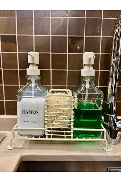 Levn Home 2’li Paslanmaz Metal Standlı Cam Sıvı Sabun Ve Losyon Şişesi Sabunl...