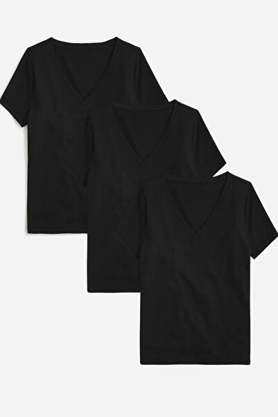 Superlife Tricou obișnuit pentru femei cu decolteu în V SPR24TSK45-3