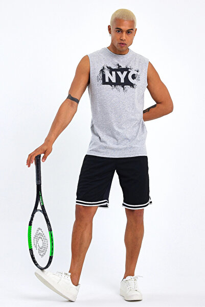 Superlife Ανδρικό T-shirt με λαιμόκοψη με κανονική εφαρμογή Nyc με στάμπα Spr22ts124