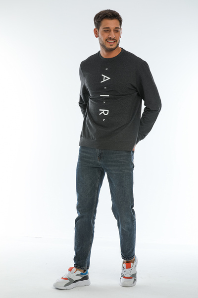 Superlife Ανδρική λεπτή μπλούζα με λαιμόκοψη με κανονική εφαρμογή αέρα με στάμπα Spr22sw131