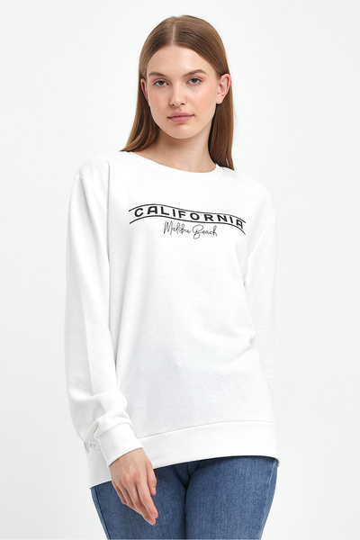 Superlife Γυναικείο φούτερ με λαιμόκοψη με άνετη εφαρμογή 3 κλωστών, χοντρό καλιφόρνιαν εμπριμέ φούτερ SPR24SWK32