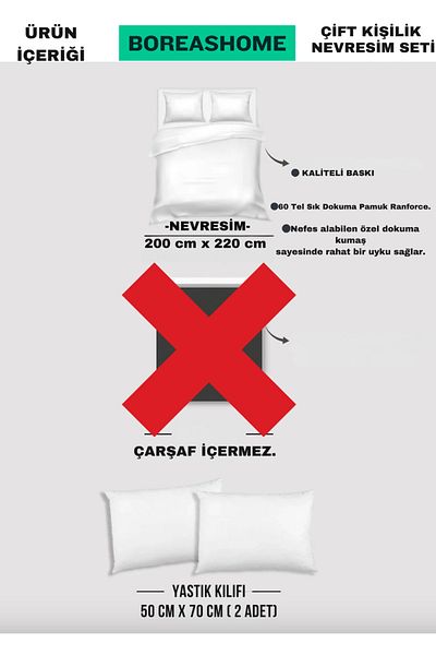 Boreas Home Sada povlaků na dvojitou přikrývku Gülce – 2 polštáře, bez povlečení