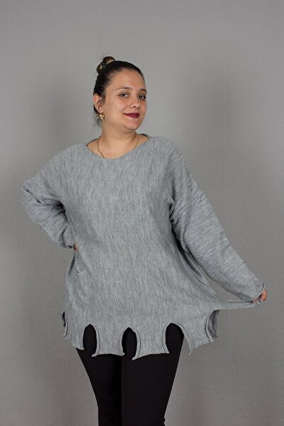Truva XXL Plus Size Skirt Ripped Knitwear Sweater