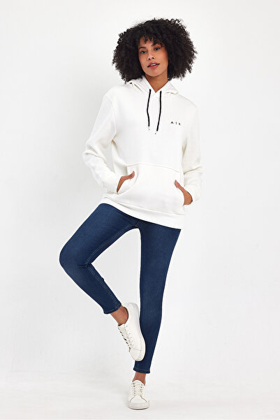 Superlife Γυναικείο φούτερ με κουκούλα, άνετο και άνετο, με φλις εσωτερικά, 3 κλωστές, κεντημένο με αέρα, φούτερ spr24swK07