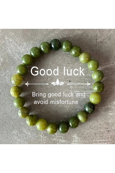 NBS Beautiful Naturel Stones Jade Luck and Blessings Natural Stone Bracelet 8 mm